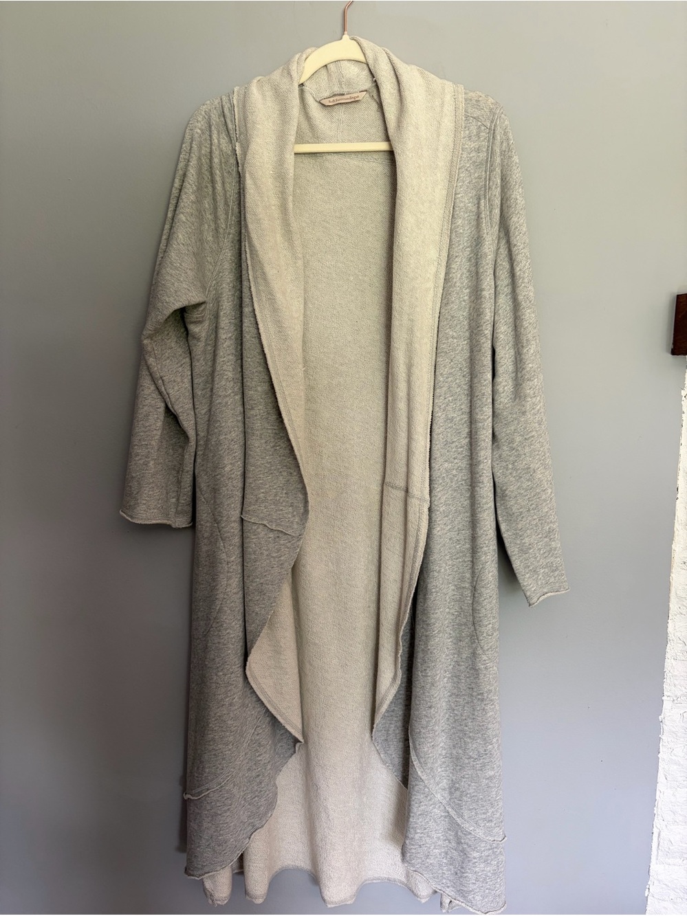 Soft Surroundings Duster Cardigan Size 1X Mountain Side Gray Cotton Open Long